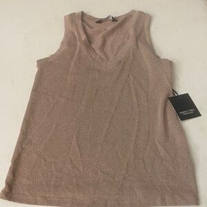 Sparkle & Fade Shimmering Beige Tank Top